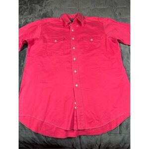 Wrangler man length, pink brush, popper long tail,, casual, button-down shirt, s